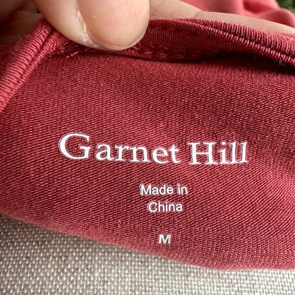 Garnet Hill Sz M Terracotta Dress w/ Embellished Neckline and Asymmetrical Hem - Picture 6 of 7